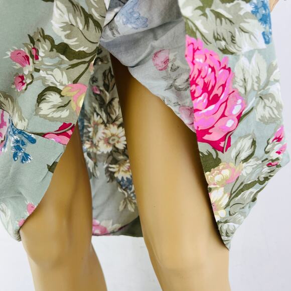 Positive Attitude (4) Petite VINTAGE 90's Green Floral Pleated Sheath Midi Dress - Picture 6 of 8